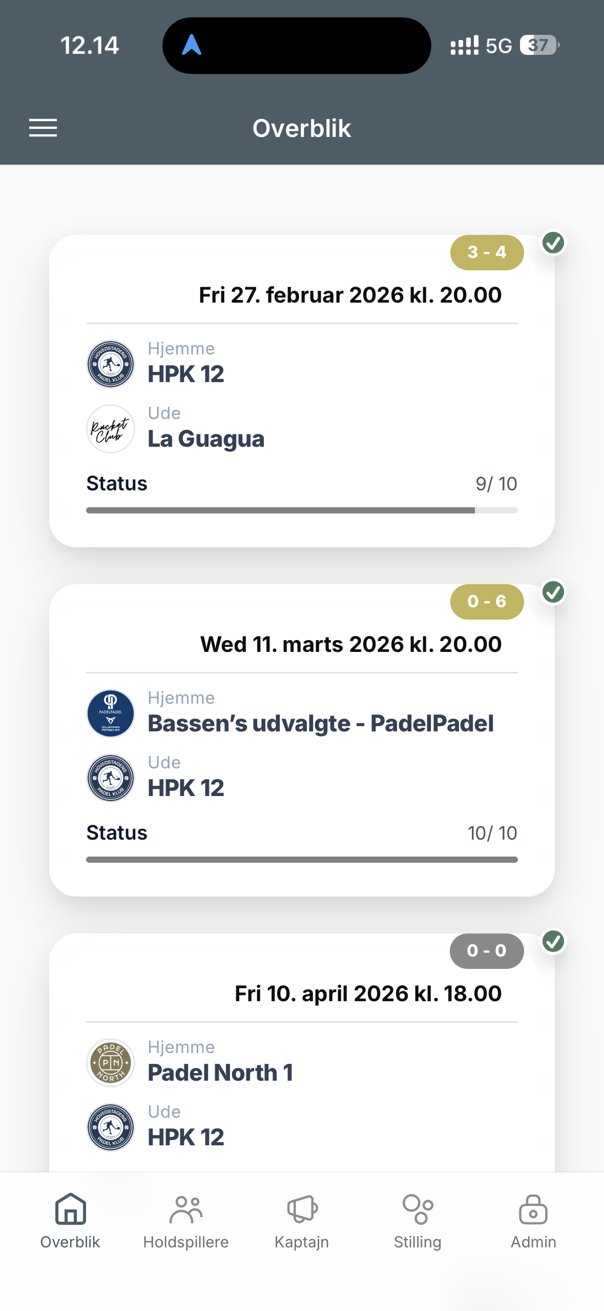 Overblik — alle kampkort samlet